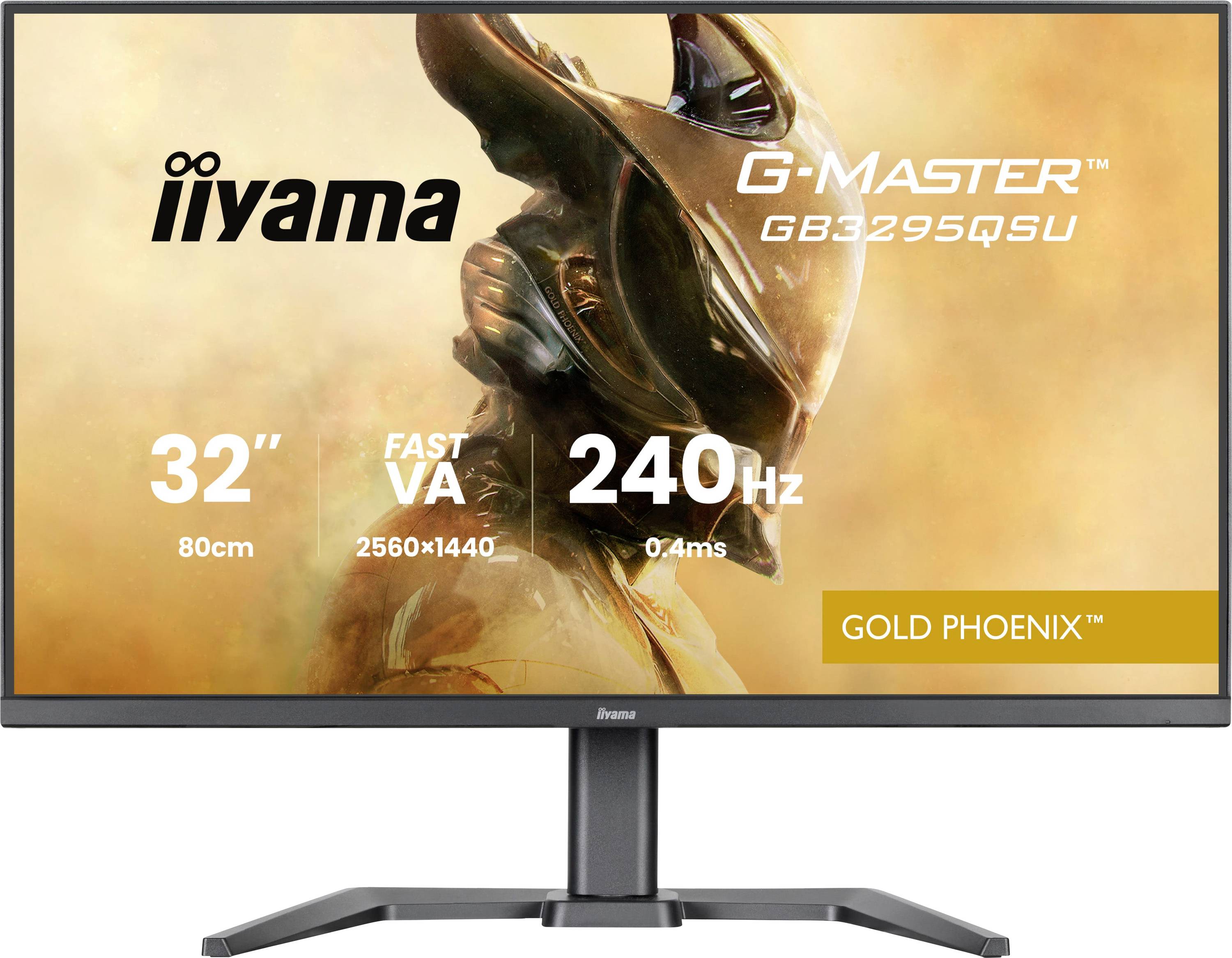 32palcový monitor iiyama G-Master GB3295QSU s obnovovací frekvencí 240Hz, rozlišením 2560x1440, dobou odezvy 0,4ms a designem Gold Phoenix.