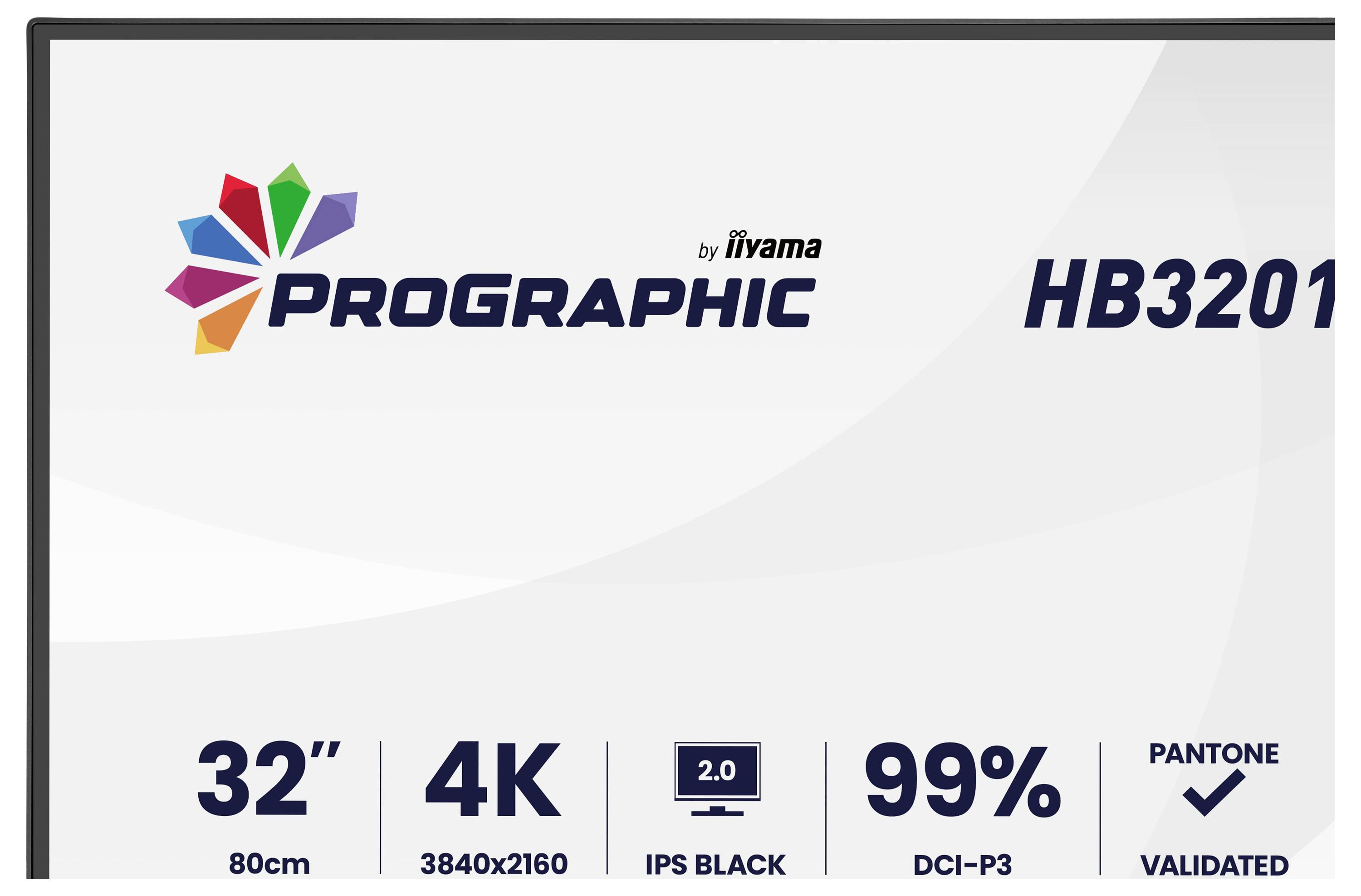 Monitor 'PROGRAPHIC HB3201', 32 palců, rozlišení 4K, 3840x2160, IPS Black, 99% DCI-P3, ověřeno Pantone.