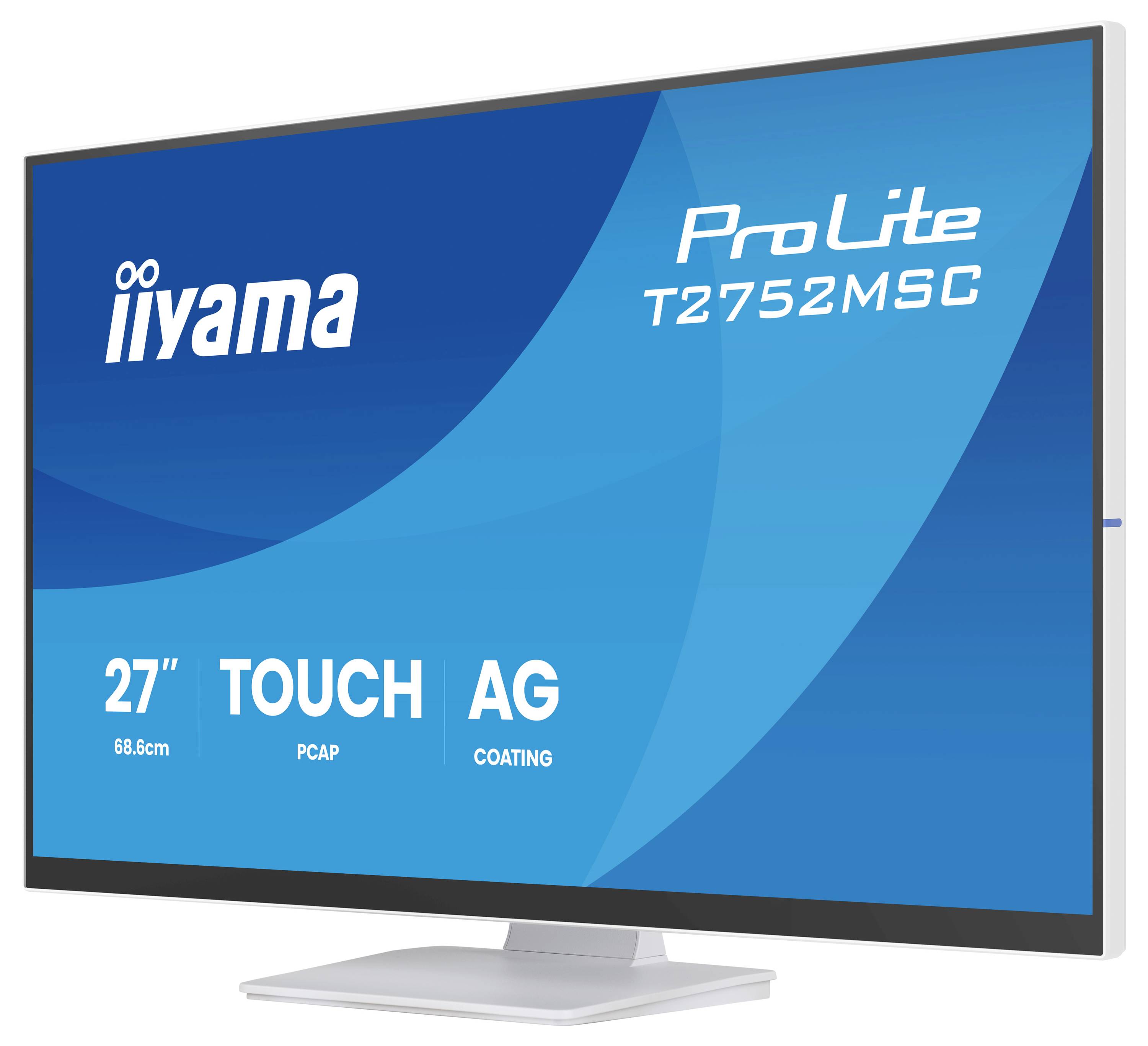 iiyama ProLite T2752MSC 27palcový dotykový monitor s matným povrchem a technologií PCAP, vyznačující se elegantním designem.