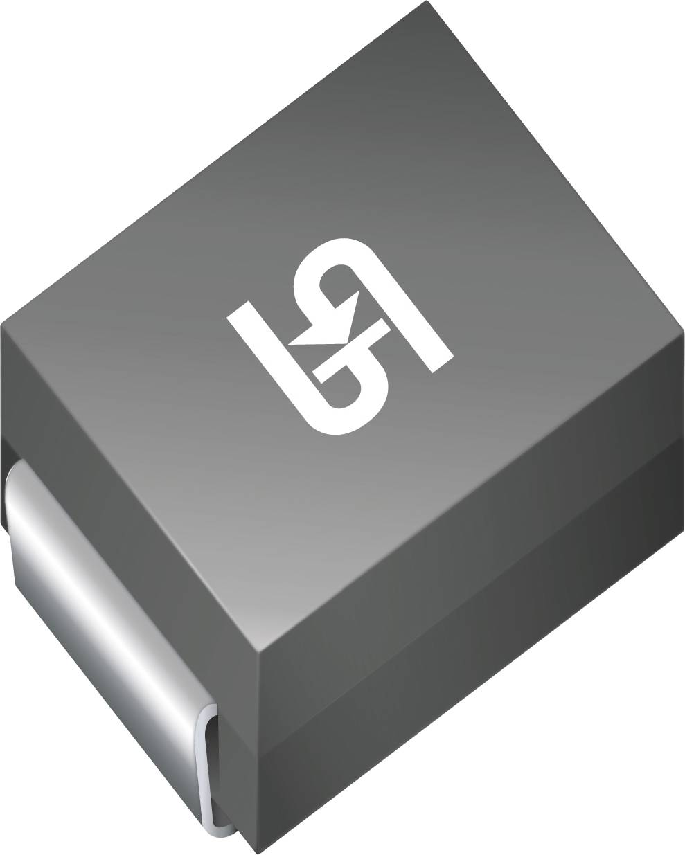 Logo 'AJ' na elegantní, obdélníkové černé krabici s metalickými hranami, které naznačují moderní, stylový obal produktu.