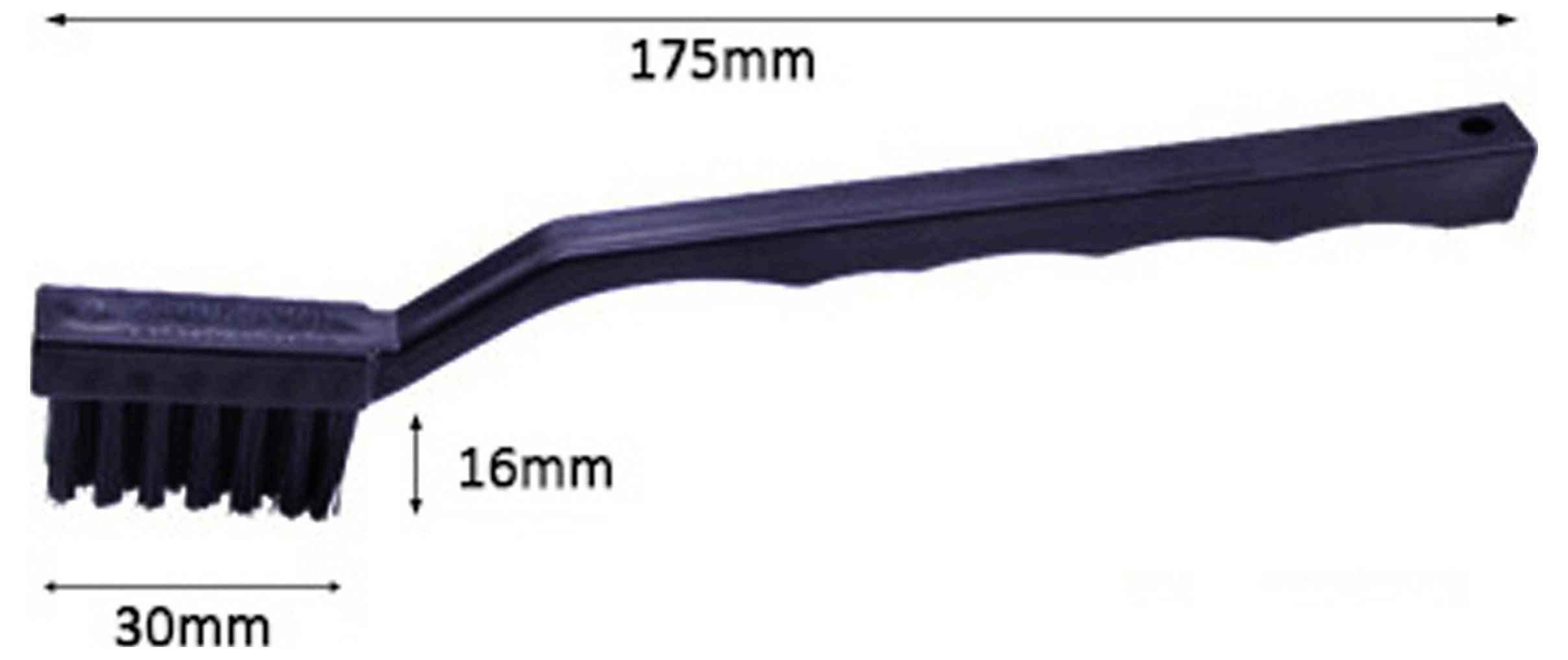 Diagram kartáče s označenými rozměry: délka 175 mm, šířka kartáčové hlavice 30 mm a výška vláken 16 mm.