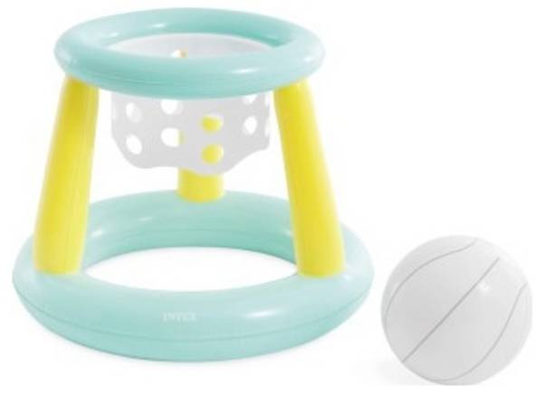 Košík na Intex „Mega Floating Hoops“ s nafukovací míčkem poskytuje akční zábavu v poolu i mimo něj – ideální pro ideal děti od 6 let a přátele.