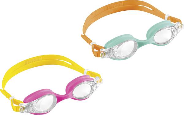 <br>  Intex „Kids Goggles“ nabízí dětem od 3 do 8 let jasný výhled při plavání – s UV ochranou, ochranou proti zamlžení a měkkým silikonovým poletím.<br>