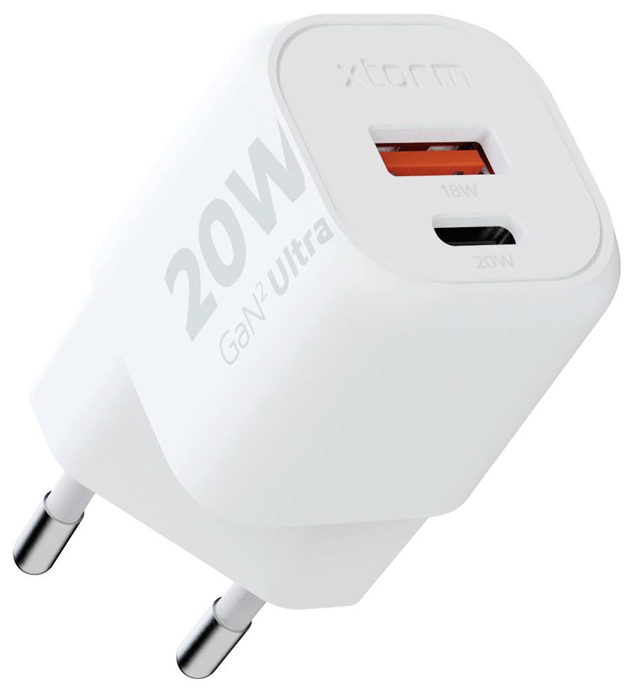 XTORM Ultra Wall USB nabíječka, GaN, 1x USB-C®, 1x USB A , 20 W, Quick Charge 3.0, bílá-1