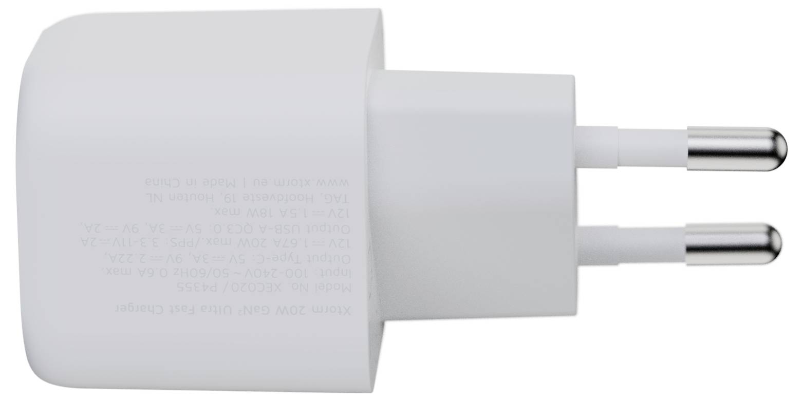 XTORM Ultra Wall USB nabíječka, GaN, 1x USB-C®, 1x USB A , 20 W, Quick Charge 3.0, bílá-5