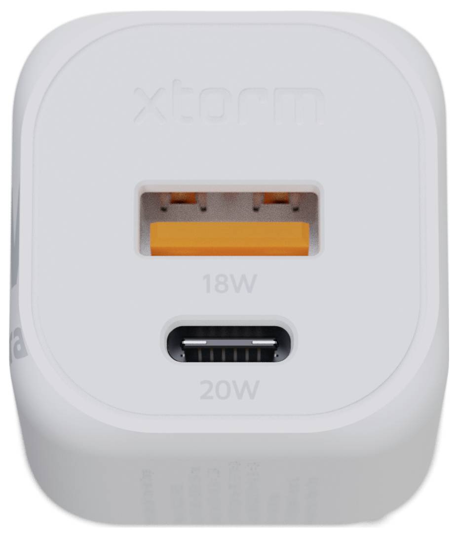 XTORM Ultra Wall USB nabíječka, GaN, 1x USB-C®, 1x USB A , 20 W, Quick Charge 3.0, bílá-10