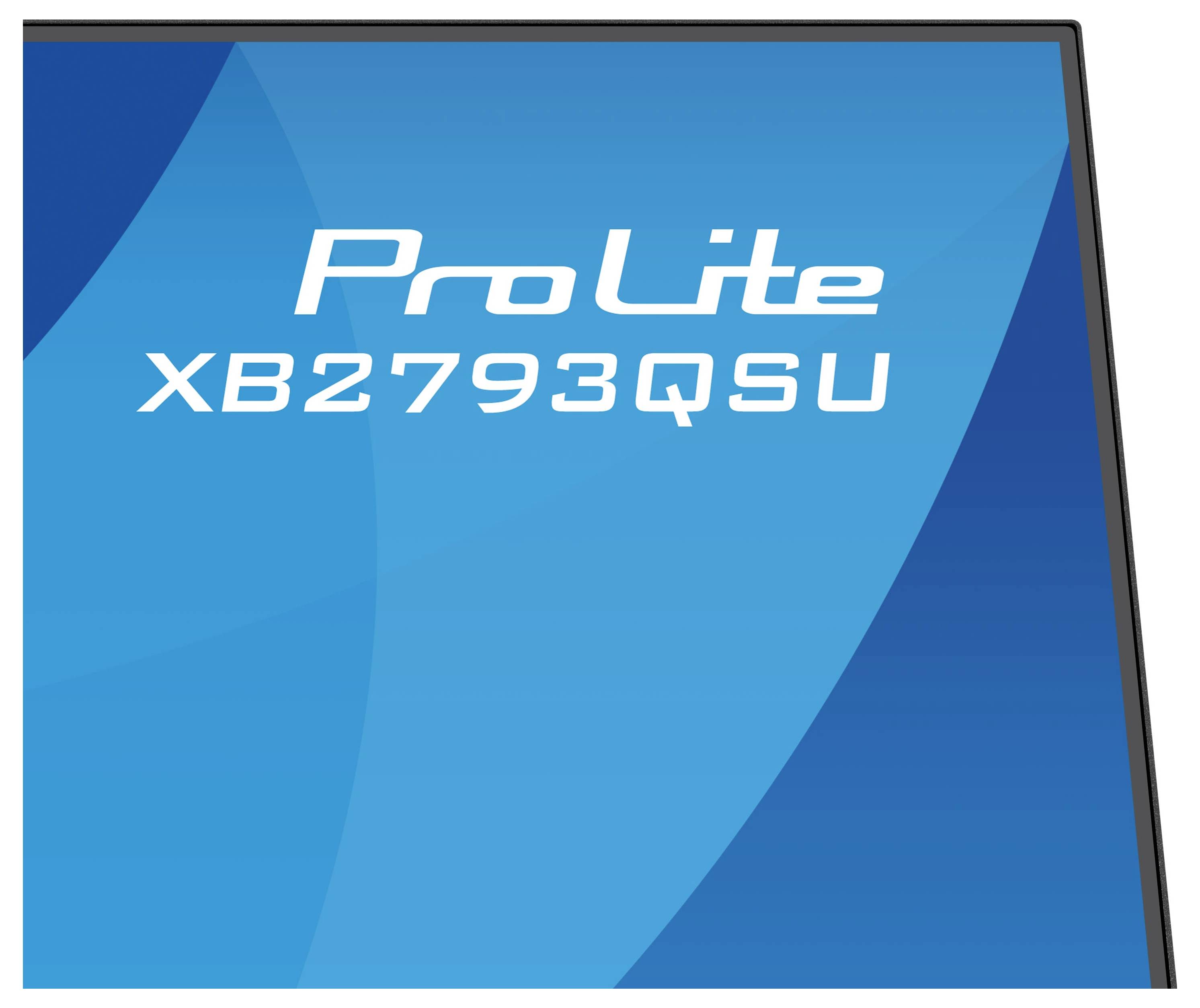 Obrázek ukazuje modrý roh monitoru s textem "ProLite XB2793QSU" bílé barvy, což označuje model monitoru.
