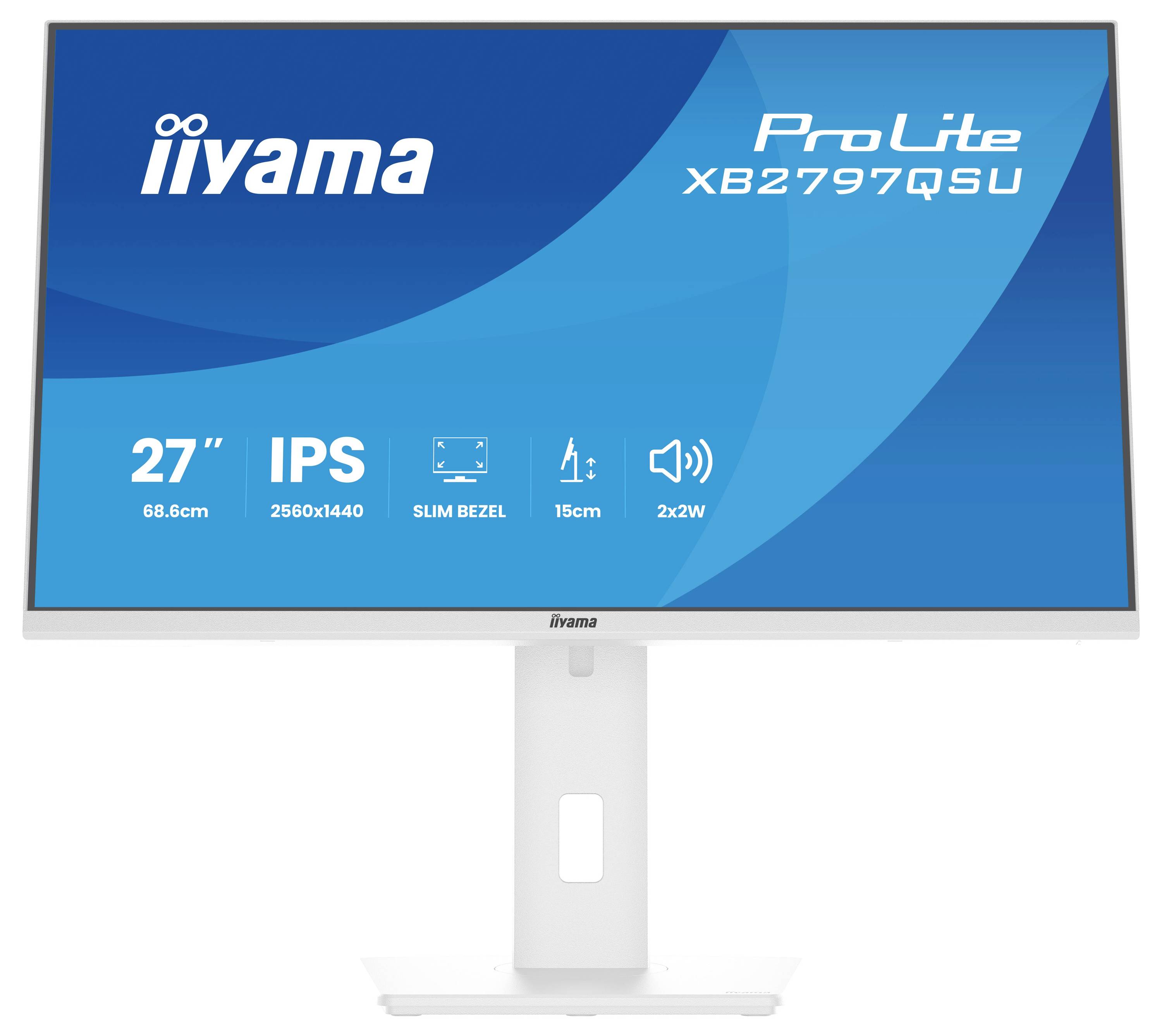 Monitor Iiyama ProLite XB2797QSU s 27palcovou obrazovkou, rozlišením 2560x1440, IPS panelem, úzkým rámečkem a reproduktory 2x2W.