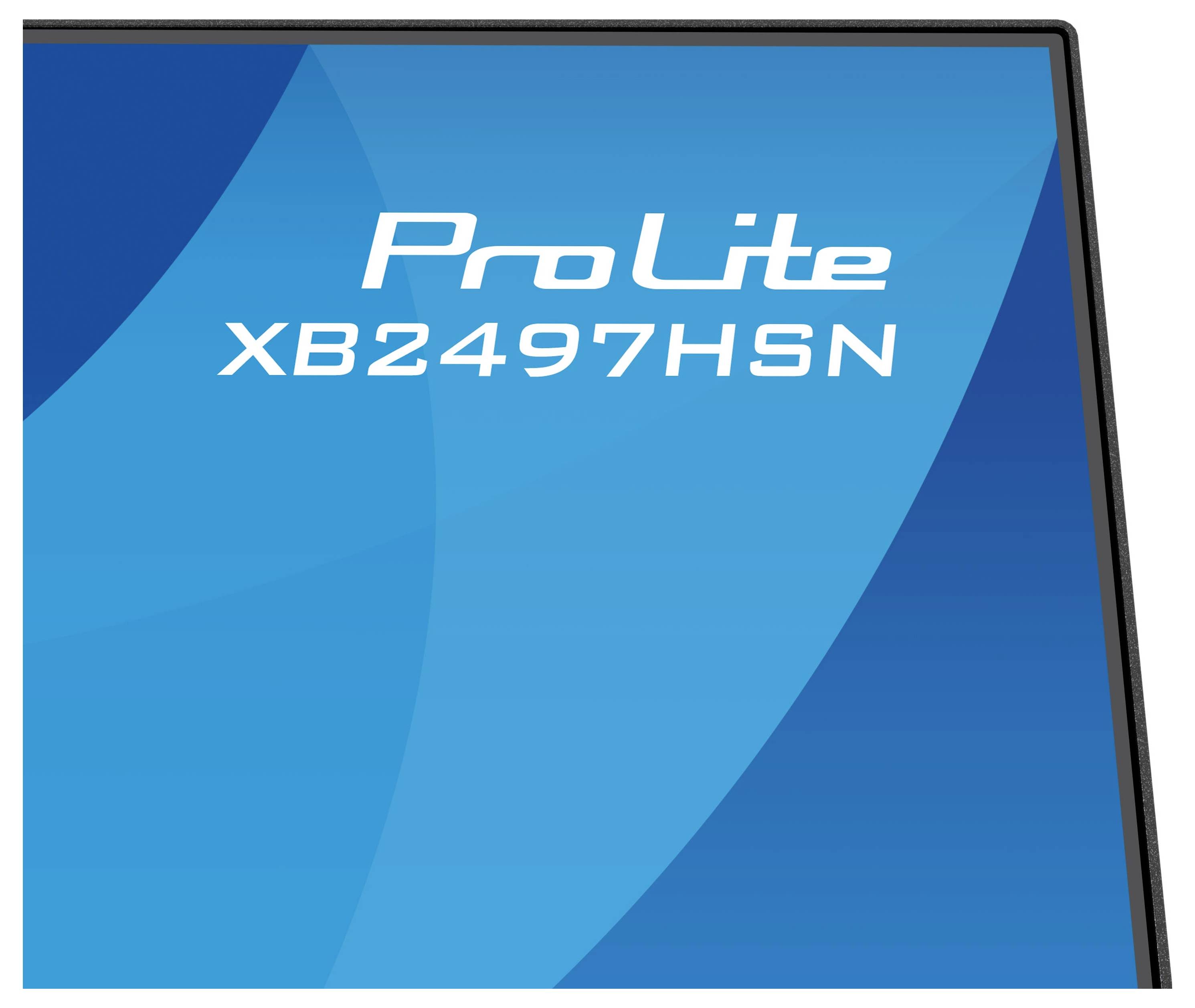 Na obrazovce se na modrém přechodovém pozadí zobrazuje "ProLite XB2497HSN" v bílém textu.