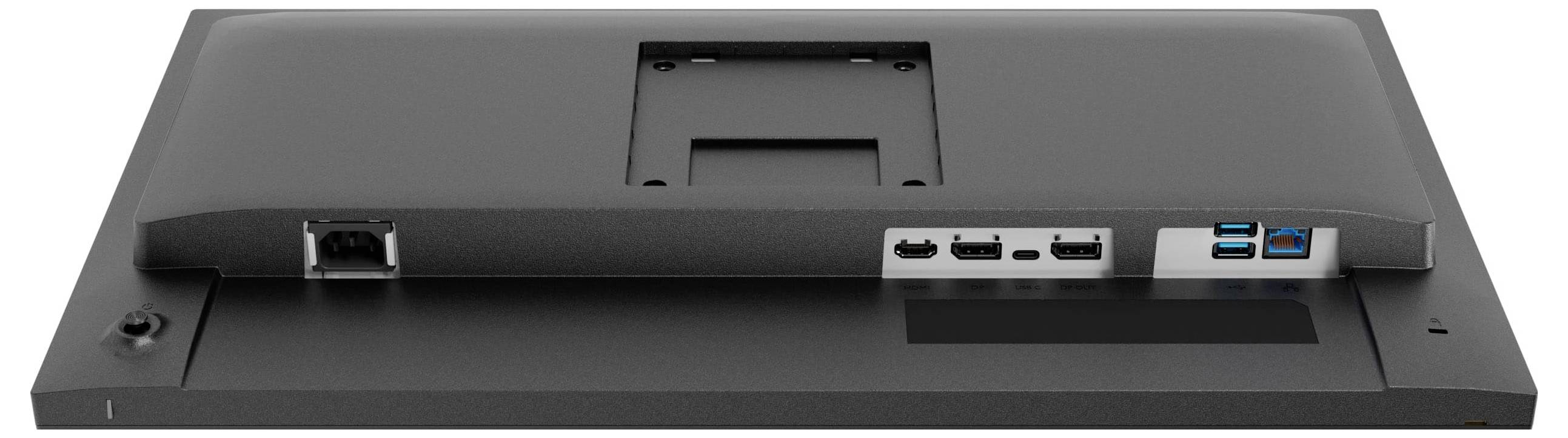 Monitor s plochým displejem zobrazený z boku, zdůrazňující jeho štíhlý profil a konstrukční design podstavce.