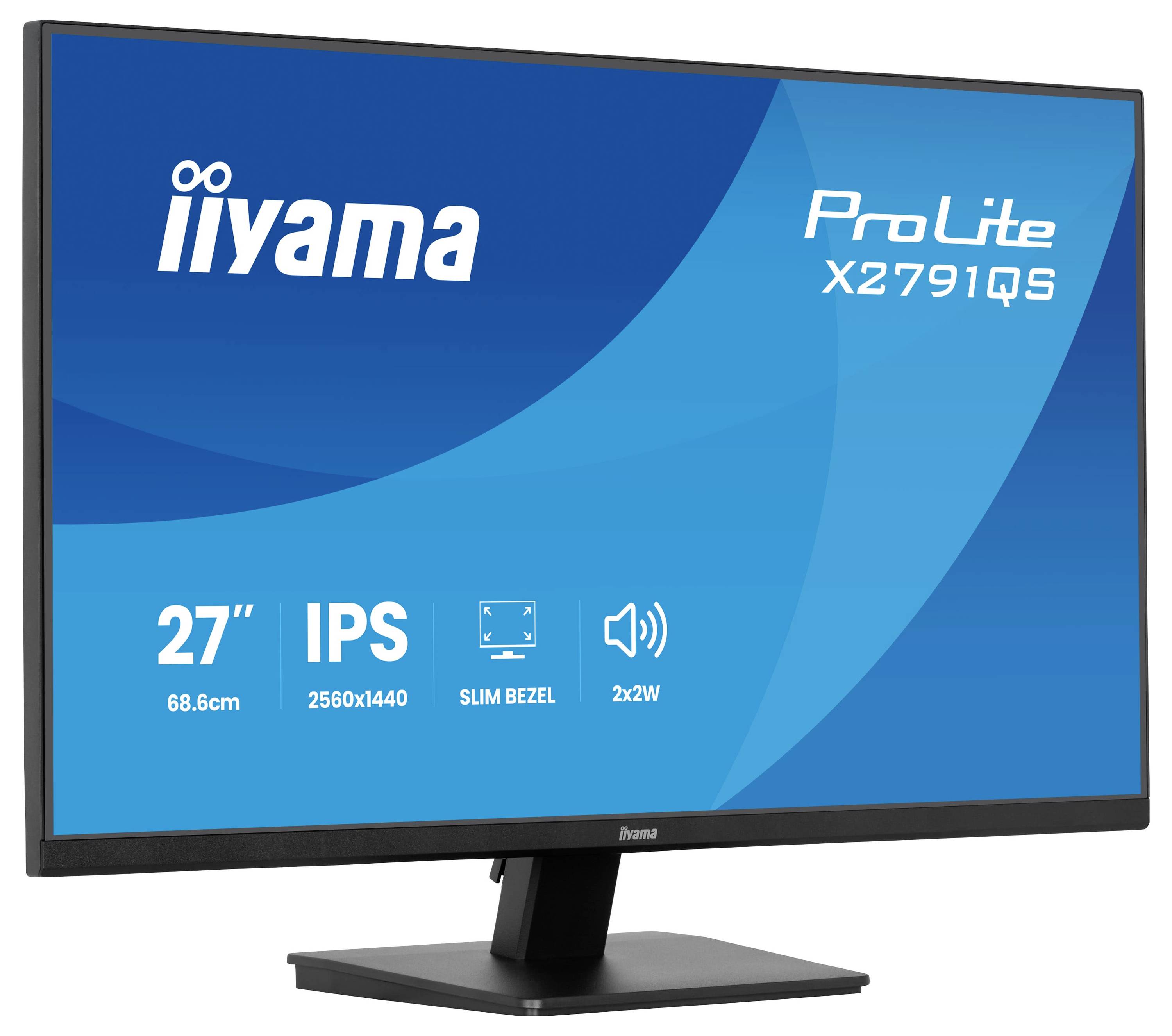 Počítačový monitor značky "iiyama" a modelu "ProLite X2791QS" s 27palcovou IPS obrazovkou a rozlišením 2560x1440.