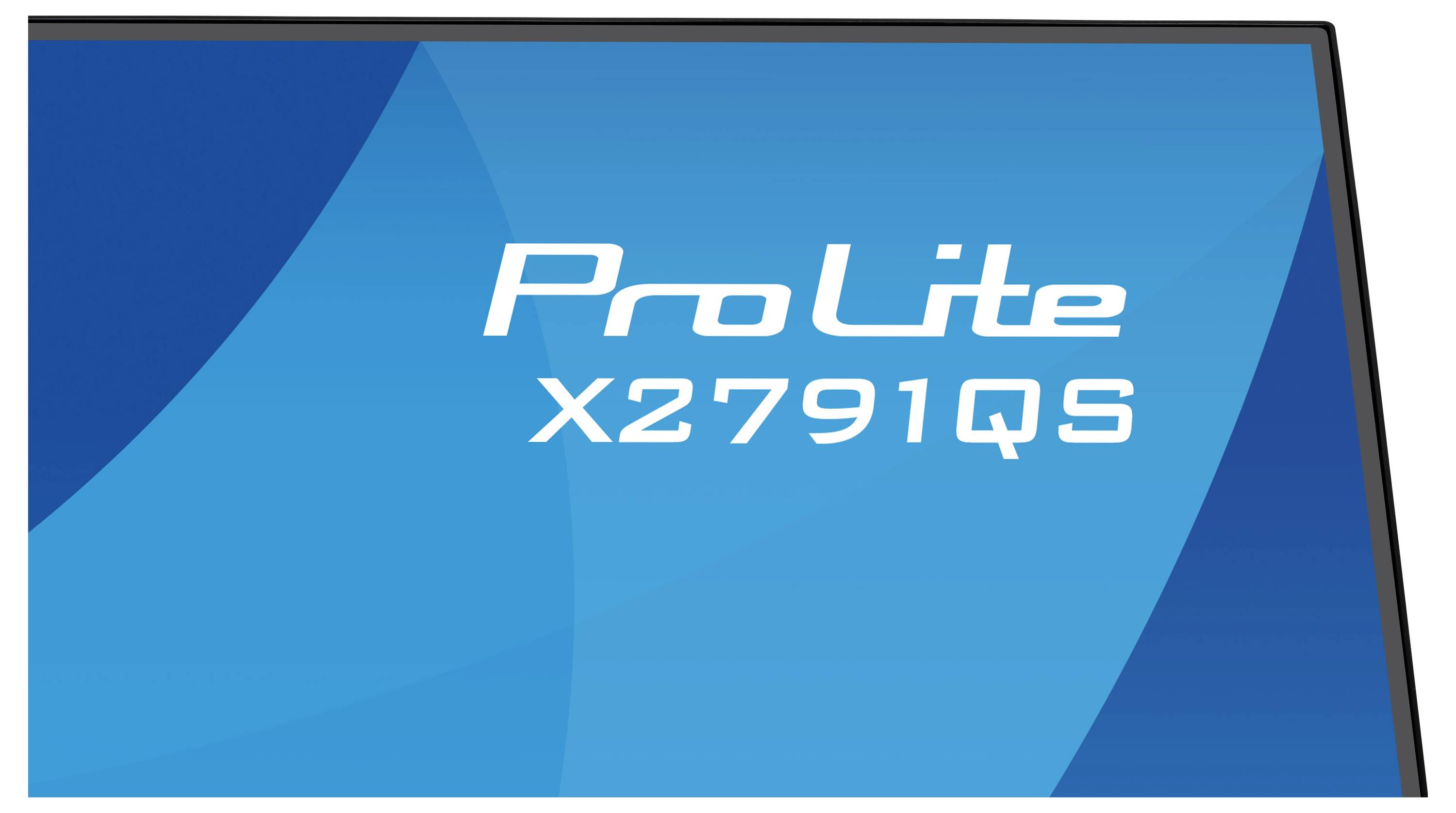"ProLite X2791QS" text na modrém přechodovém pozadí, pravděpodobně součást značky monitoru nebo obrazovky.