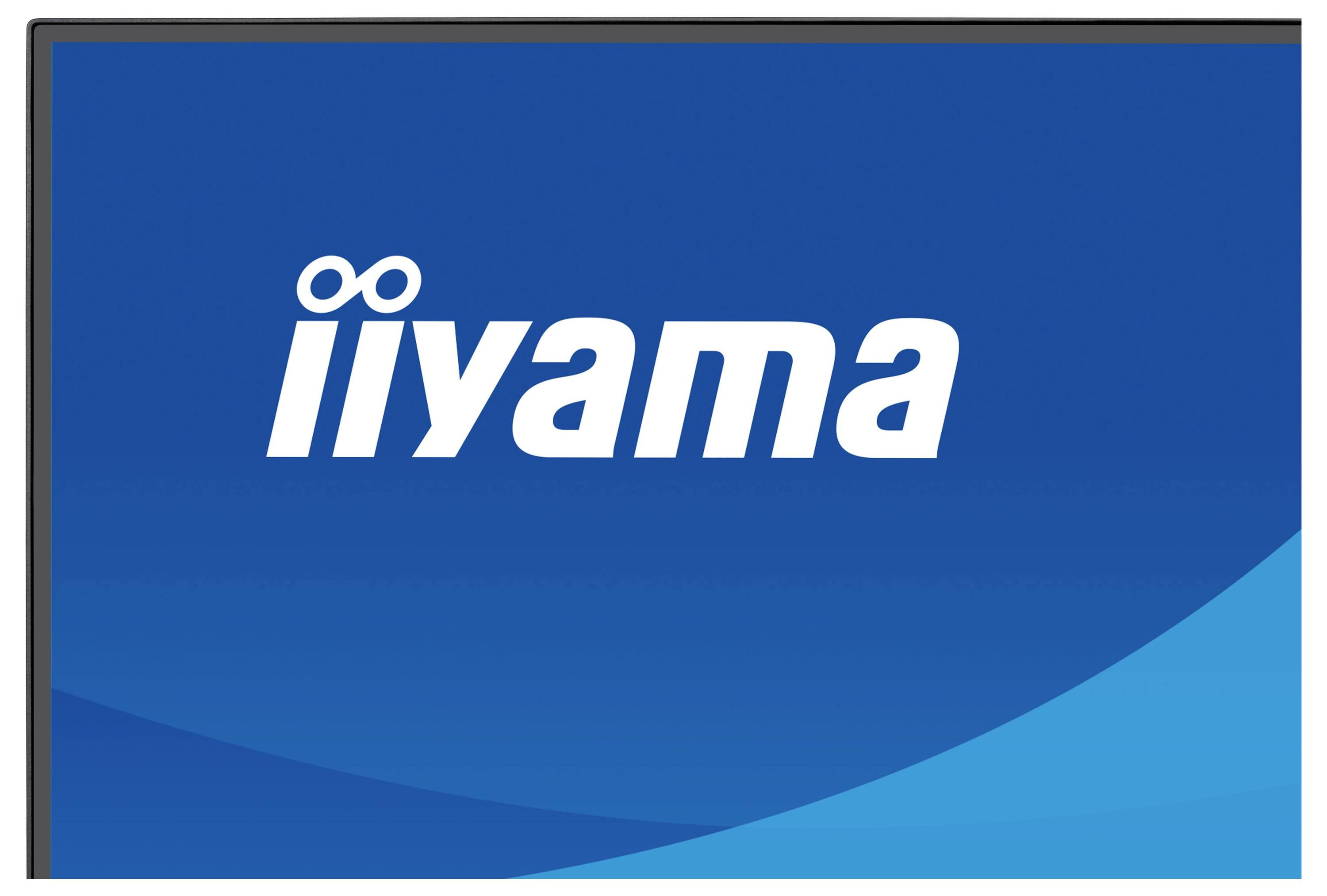 Obrázek zobrazuje logo značky iiyama, která je vyobrazena na modrém přechodovém pozadí.