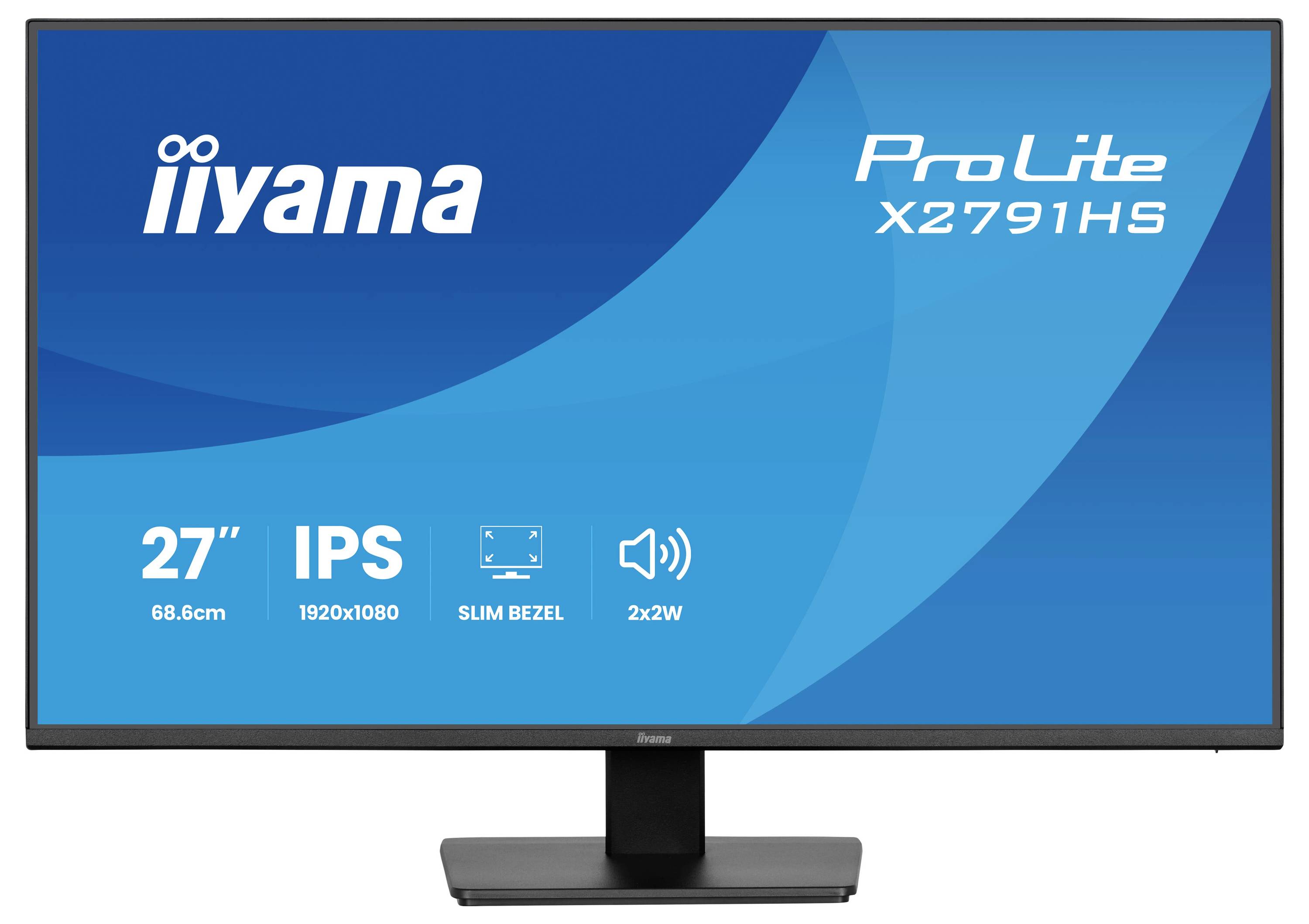 Monitor Iiyama ProLite X2791HS s funkcemi: 27palcový, IPS, rozlišení 1920x1080, úzký rámeček a 2x2W reproduktory.