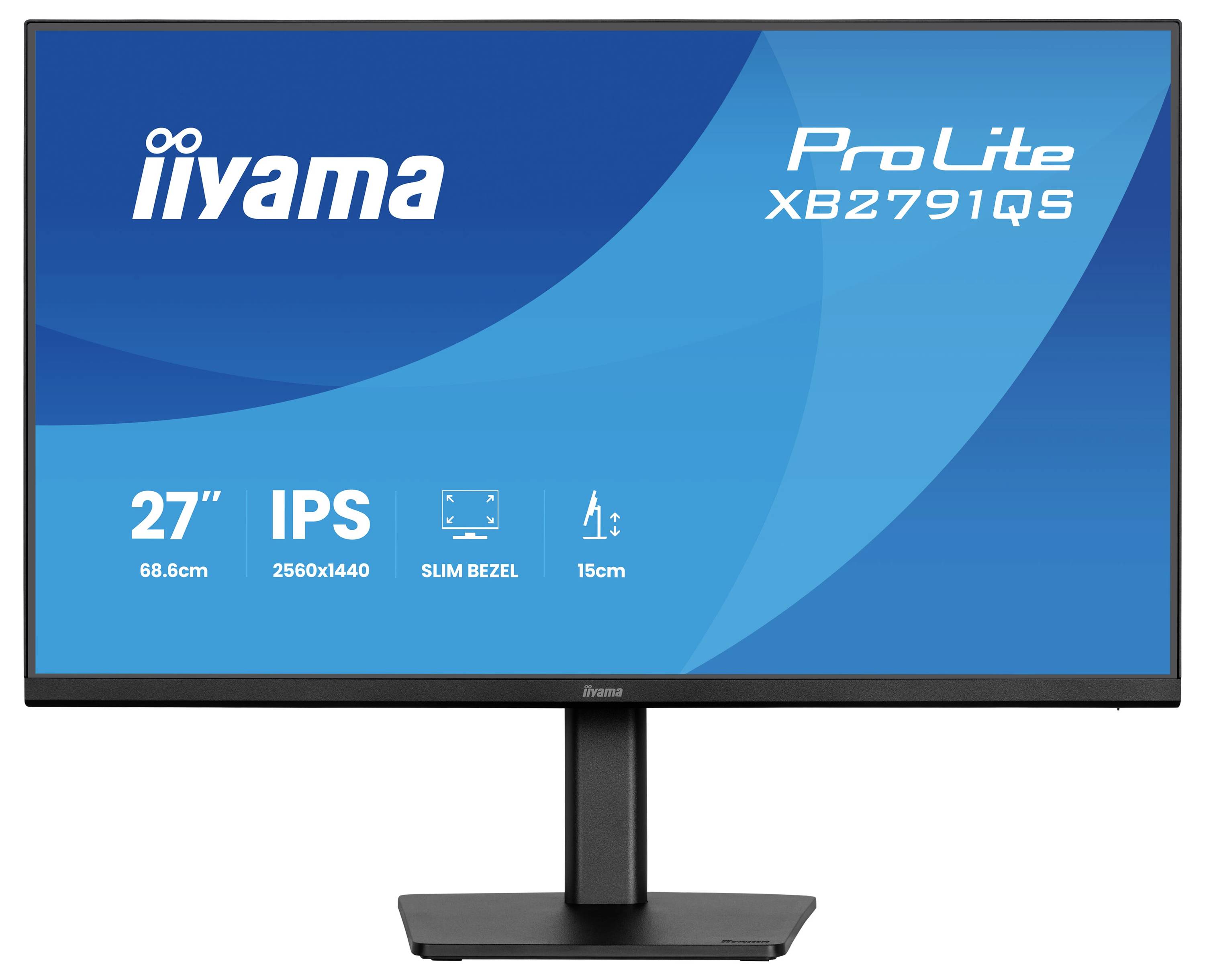 Monitor 'iiyama ProLite XB2791QS', 27palcový displej, rozlišení 2560x1440, IPS panel, design s tenkým rámečkem.
