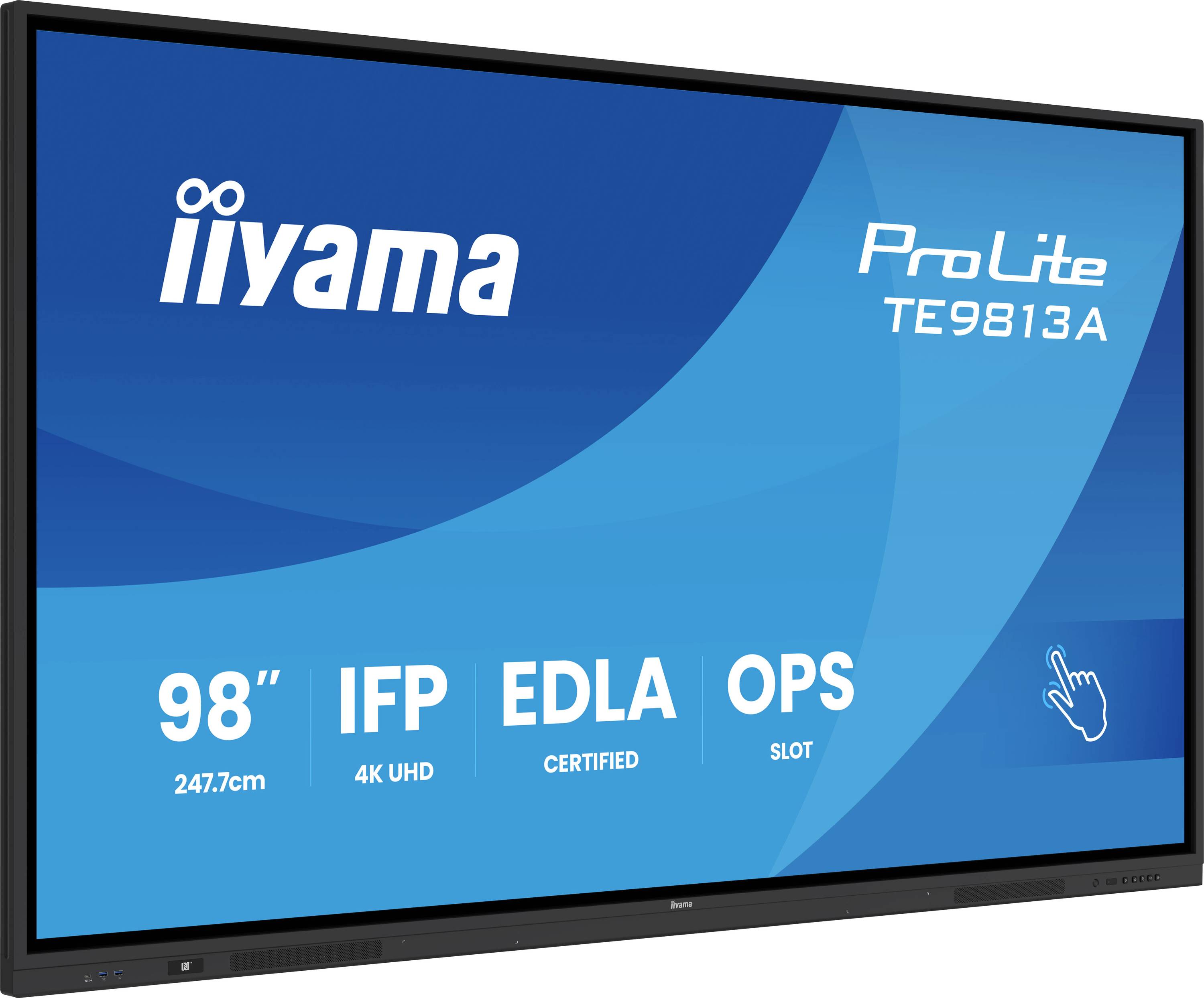 '98" iiyama ProLite TE9813A, 4K UHD IFP, certifikován EDLA, se slotem OPS.'