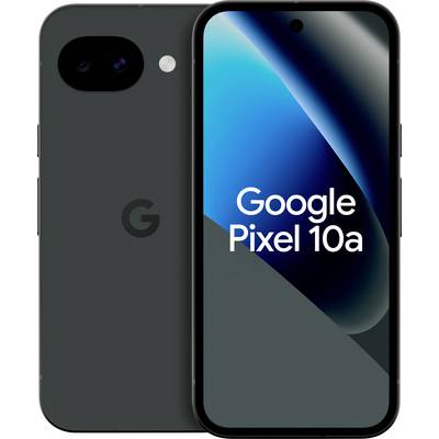 Přední a zadní pohled na smartphone Google Pixel 10a s elegantním designem, dvojitým zadním fotoaparátem a displejem odrážejícím text "Google Pixel 10a".