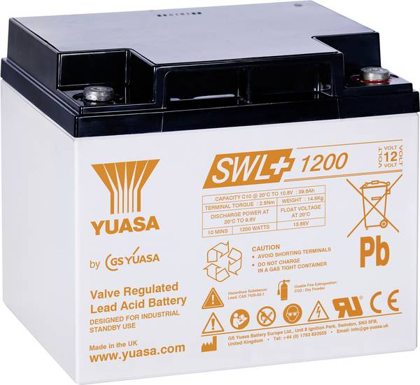 Yuasa SWL+1200 olověný akumulátor olověný se skelným rounem 40.6 Ah 12 V 1 ks
