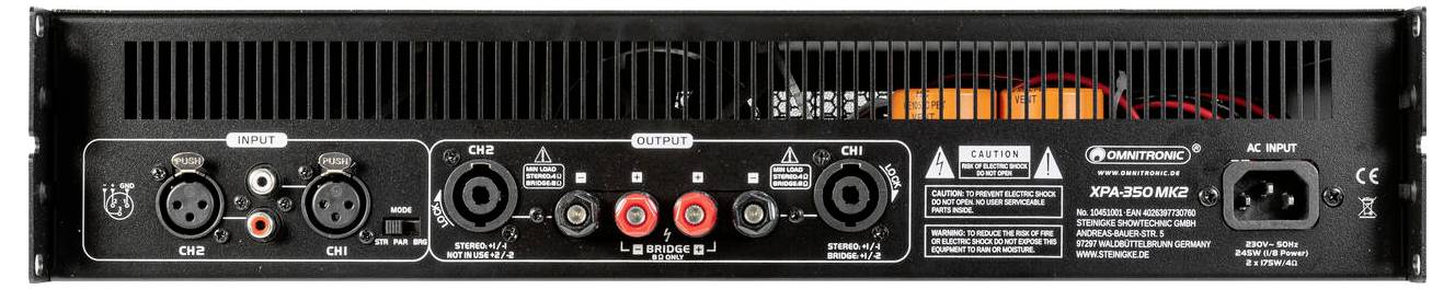 Omnitronic XPA-350 MK2 Stereozesilovač Výkon RMS na kanál při odporu 4 ohmy: 175 W-2