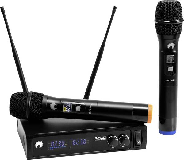 ruční sada bezdrátového mikrofonu Omnitronic UHF E-FLEX 2 Druh přenosu:bezdrátový spínač