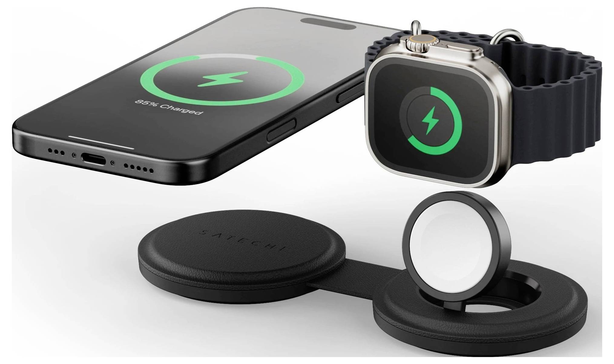 Satechi bezdrátová indukční nabíječka OntheGo 2-in-1 USB Kabelloses Aufladen ST-QTG21K černá-1