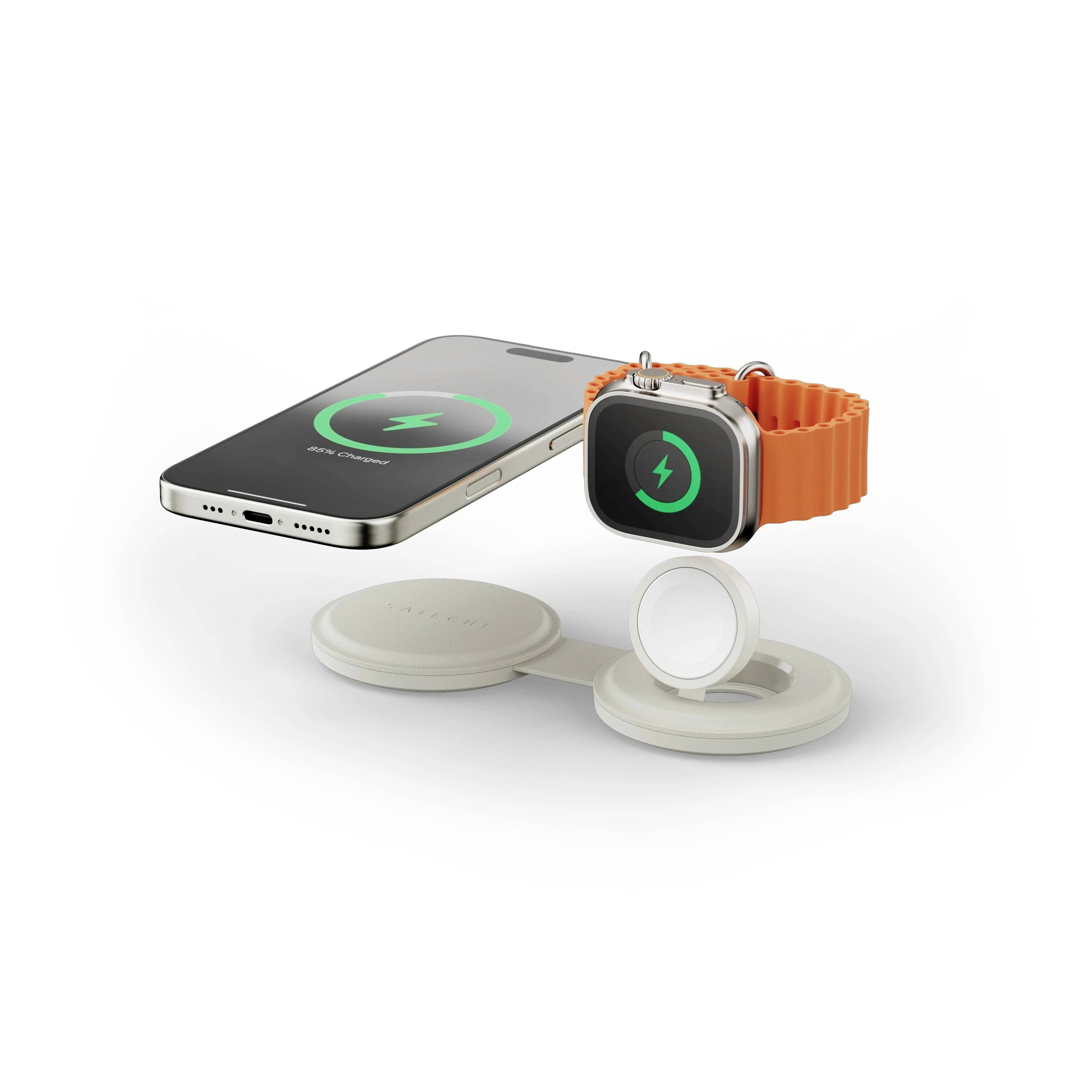 Satechi bezdrátová indukční nabíječka Satechi OntheGo 2-in-1 Wireless Charger ST-QTG21W bílá-0