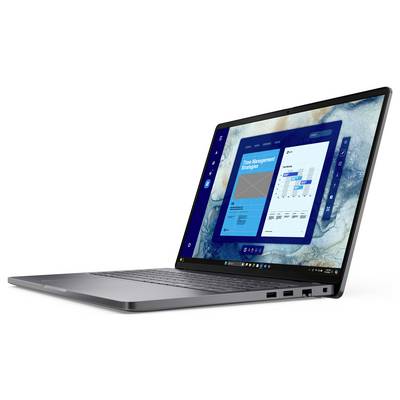 Elegantní, otevřený notebook zobrazující rozhraní aplikace pro správu času s grafy a harmonogramy na obrazovce, postaven na pozadí mramorového povrchu.