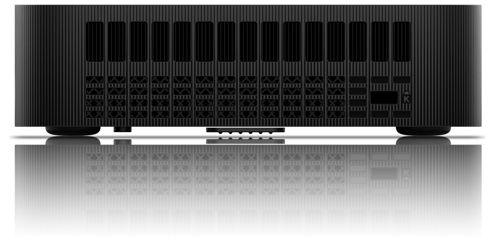 Dva kompaktní, černí tenký klienti Dell OptiPlex 3000 s různými porty, stojící vzpřímeně.