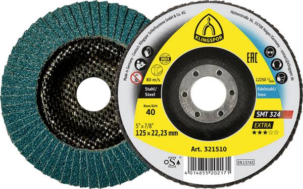 Klingspor 321512 SMT 324 brusný talíř, 125 x 22,23 mm, vyklenutý v 60 mm 125 mm  10 ks