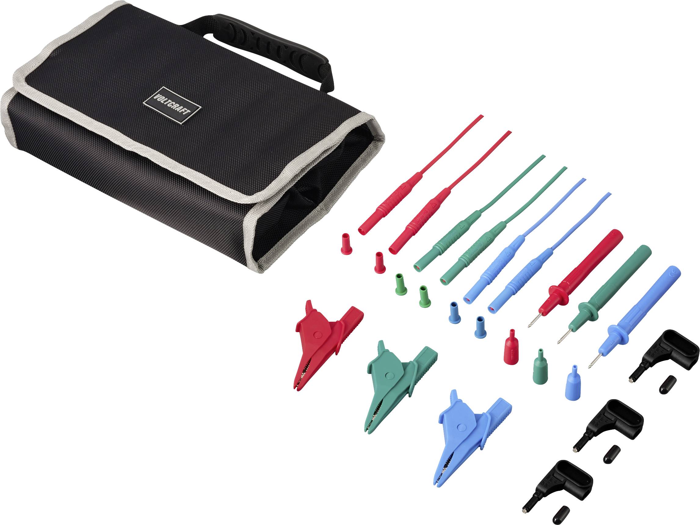 VOLTCRAFT MLSet-140 sada měřicích kabelů zásuvkový konektor 4 mm krokosvorky, zkušební hroty, zásuvkový konektor 4 mm 1.-1