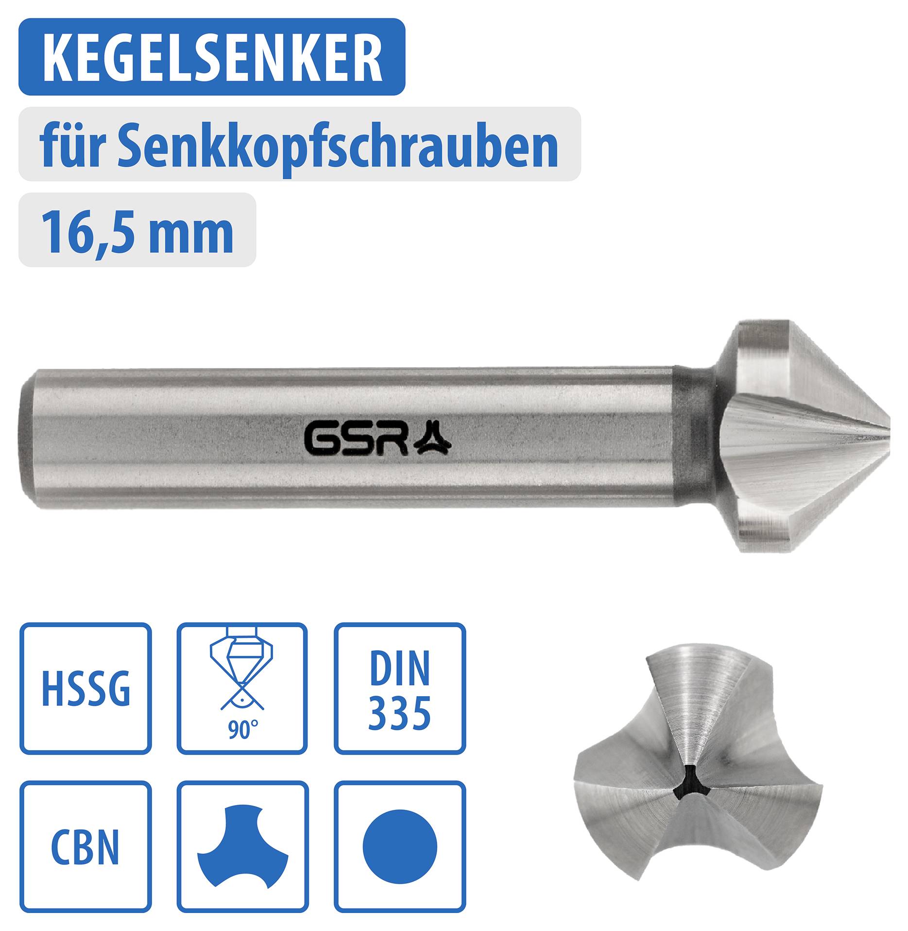 GSR B04042165 záhlubník 16.5 mm HSS broušený válcová stopka 1 ks-5