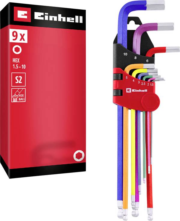 Einhell 370558 sada klíčů, velikost 1.5 mm, 2 mm, 2.5 mm, 3 mm, 4 mm, 5 mm, 6 mm, 8 mm, 10 mm Univerzální, dílnu