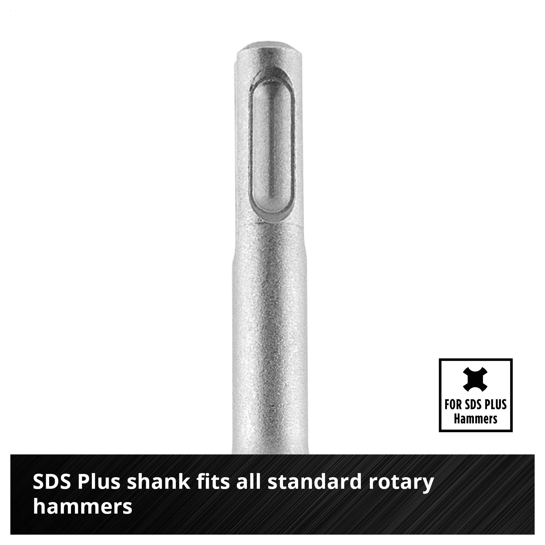 SDS-Plus vrtací stopka pro všechny běžně dostupné vrtací kladiva, s upozorněním "FOR SDS PLUS Hammers".