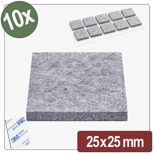 Quadrios 26SA110 Filcová podložka samolepicí, kulatá šedá (d x š x v) 25 x 25 x 4 mm 10 ks