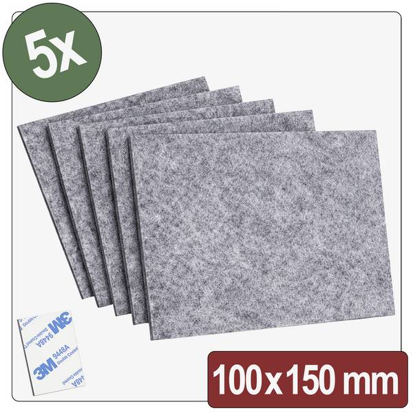 Quadrios 26SA115 Filcová podložka samolepicí, kulatá šedá (d x š x v) 100 x 150 x 4 mm 5 ks