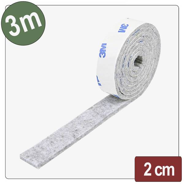 Quadrios 26SA120 Filcová podložka samolepicí, kulatá šedá (d x š x v) 3000 x 20 x 4 mm 3 m