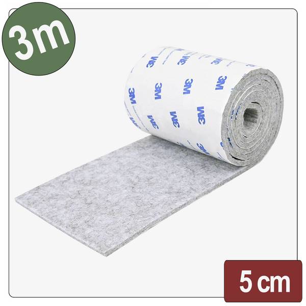 Quadrios 26SA121 Filcová podložka samolepicí, kulatá šedá (d x š x v) 3000 x 50 x 4 mm 3 m