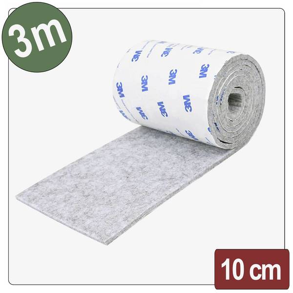 Quadrios 26SA122 Filcová podložka samolepicí, kulatá šedá (d x š x v) 3000 x 100 x 4 mm 3 m