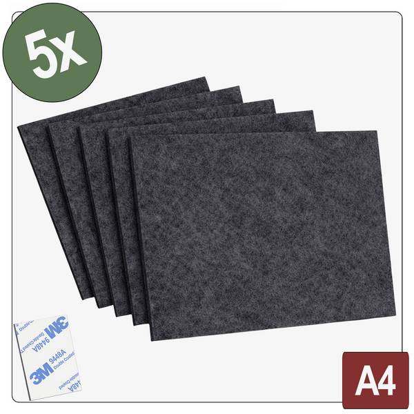 Quadrios 26SA142 Filcová podložka samolepicí, kulatá černá (d x š x v) 279 x 210 x 4 mm 5 ks