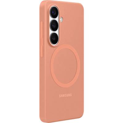 Oranžový kryt na Samsung telefon se třemi objektivy fotoaparátu a kruhových designem uprostřed.