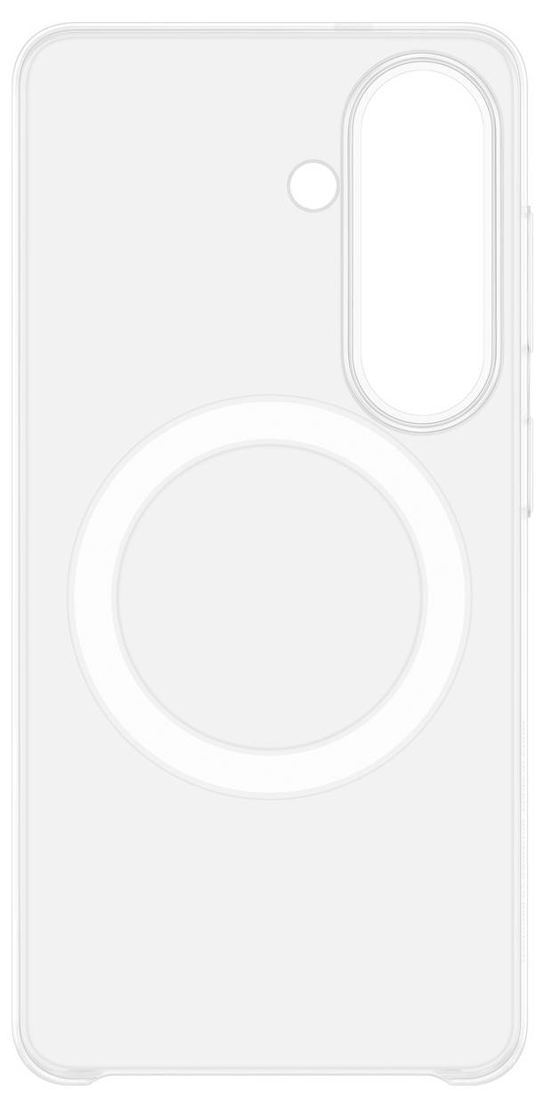 Šedý kryt na smartphone s kruhovým designem uprostřed a otvorem pro objekt fotoaparátu.