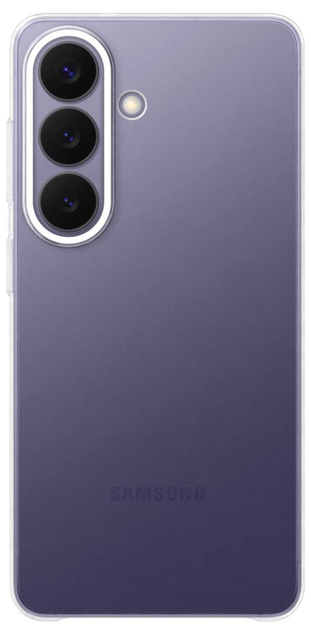 Zadní pohled na chytrý telefon se třemi zadními fotoaparáty zarovnanými svisle na levé straně a malou kulatou bleskovkou vedle nich na elegantním zadním panelu.