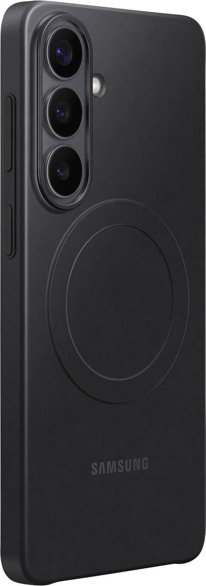 Černý kryt na telefon Samsung se třemi otvory na kameru a kruhovým vzorem designu.