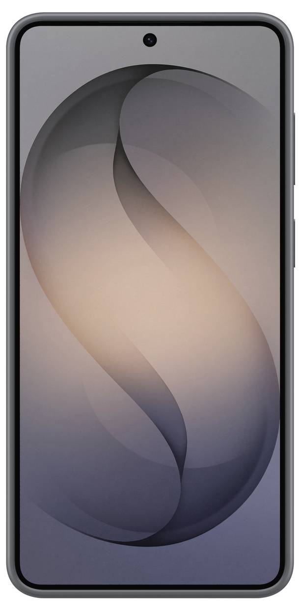 Přední pohled na chytrý telefon zobrazující abstraktní tapetu s návrhem gradientního vírku. Telefon má kamerkou s otvorem nahoře uprostřed.