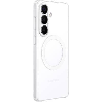 Bílý kryt na chytrý telefon se třemi výřezy na objektivy fotoaparátu a kruhový magnetický kroužek uprostřed, navržený pro konkrétní model telefonu.