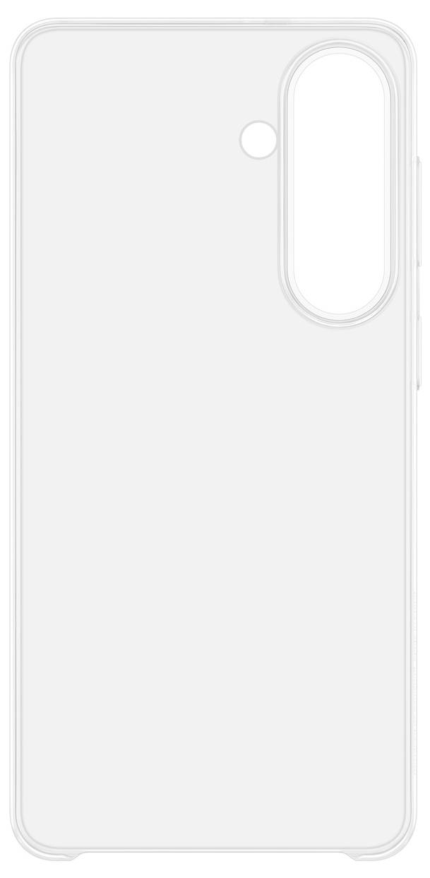 Transparentní kryt telefonu s výřezy pro kameru a tlačítka umístěnými na straně, navržený pro smartphone se zaoblenými hranami.