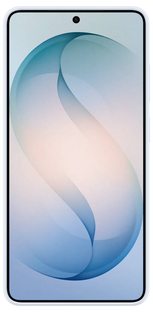 Chytrý telefon se třemi zadními fotoaparáty je zobrazen svisle na minimalistickém pozadí. Telefon má průsvitný kryt.