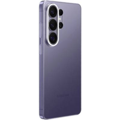 Elegantní fialový smartphone zobrazený zezadu s čtveřitou kamerou opatřenou třemi velkými objektivy a jedním menším objektivem.