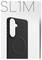 Elegantní černý kryt na telefon s kruhovou vdálením, navržený na štíhlý střih, zobrazený před minimalistickým bílým pozadím s textem "SL1M".