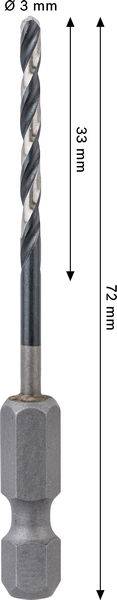 Bosch Accessories 2608577566 2608577566 HSS-G kovový spirálový vrták 3 mm Celková délka 72 mm broušený 6,35 mm 1 ks-1
